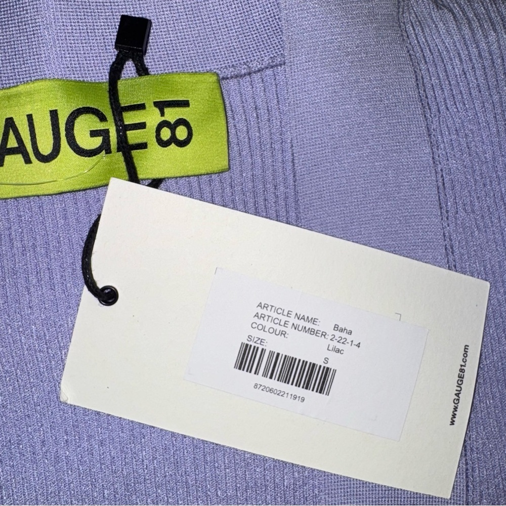 NWT Gauge81 Dress Baha Rib Knit Belted Stretch Long Sleeve Mini Purple Lilac New - Picture 6 of 16